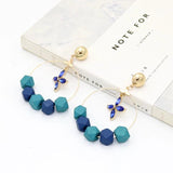 Beaded Wood Dangle Leaf Earrings for Women