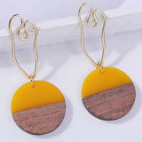 Boho Wooden Drop Earrings Round Square Geometric Vintage Dangle Jewelry