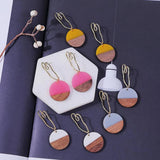 Boho Wooden Drop Earrings Round Square Geometric Vintage Dangle Jewelry