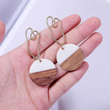 Boho Wooden Drop Earrings Round Square Geometric Vintage Dangle Jewelry