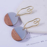 Boho Wooden Drop Earrings Round Square Geometric Vintage Dangle Jewelry