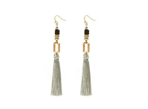 Bohemia Wood Bead Alloy Geo Tassel Earrings Ethnic Statement Fringe Jewelry