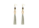 Bohemia Wood Bead Alloy Geo Tassel Earrings Ethnic Statement Fringe Jewelry