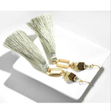 Bohemia Wood Bead Alloy Geo Tassel Earrings Ethnic Statement Fringe Jewelry