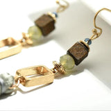 Bohemia Wood Bead Alloy Geo Tassel Earrings Ethnic Statement Fringe Jewelry