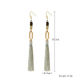 Bohemia Wood Bead Alloy Geo Tassel Earrings Ethnic Statement Fringe Jewelry