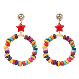Boho Wooden Drop Earrings For Women Bohemian Wood Beads Dangle