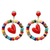 Boho Wooden Drop Earrings For Women Bohemian Wood Beads Dangle