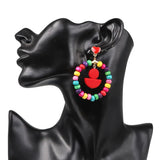 Boho Wooden Drop Earrings For Women Bohemian Wood Beads Dangle