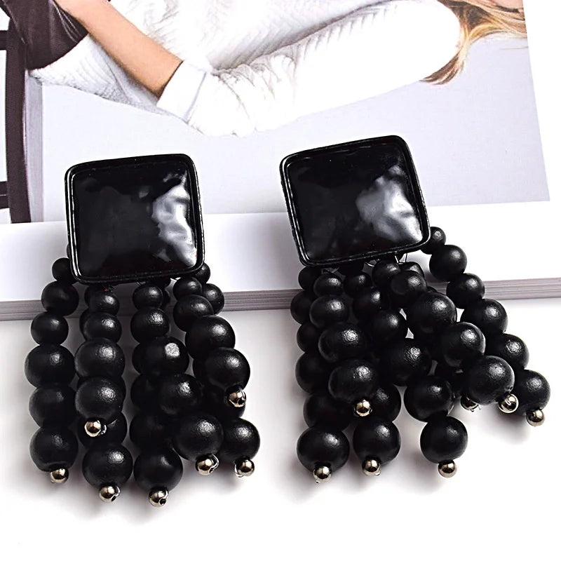 European Style Earrings with Metal Tassels