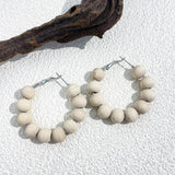 Braided Ball Hanging Earrings Brown Beads Geometric Teardrop Circle Drop