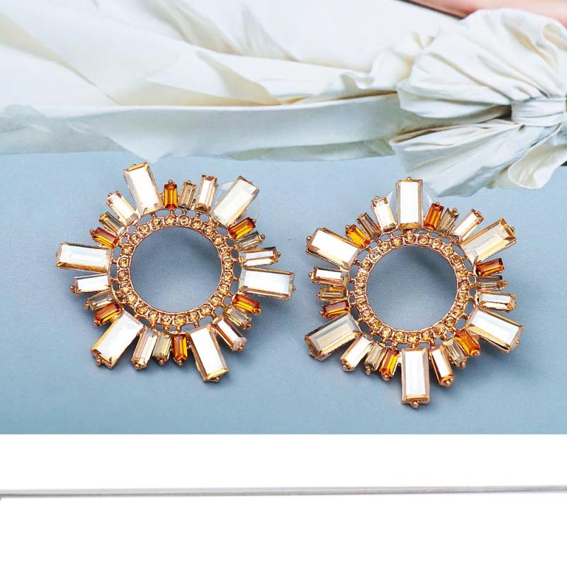 Floral Drop Earrings Rhinestone Wedding Jewelry