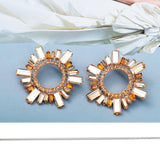 Floral Drop Earrings Rhinestone Wedding Jewelry