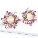 Floral Drop Earrings Rhinestone Wedding Jewelry
