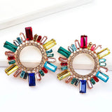 Floral Drop Earrings Rhinestone Wedding Jewelry