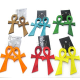Big Size Ankh Wood Earrings 6 Colors