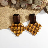 Bohemia Rattan Drop Earrings Ethnic Geometric Pendant Boho Jewelry