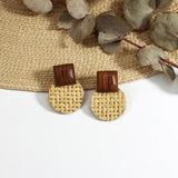 Bohemia Rattan Drop Earrings Ethnic Geometric Pendant Boho Jewelry