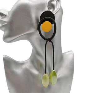 Long Pearl Earrings Green Bead Jewelry Women Drop Earrings Wood Accessories