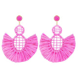 Korea Pink Rhinestones Drop Earrings Wedding Dangle Statement Bijoux