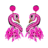 Korea Pink Rhinestones Drop Earrings Wedding Dangle Statement Bijoux