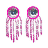 Korea Pink Rhinestones Drop Earrings Wedding Dangle Statement Bijoux