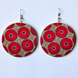 Wood Africa Map Printing Flower Geo Earring Vintage Party African Afro Jewelry