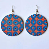 Wood Africa Map Printing Flower Geo Earring Vintage Party African Afro Jewelry