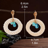 Bohemian Turquoise Beaded Rattan Dangle Earrings