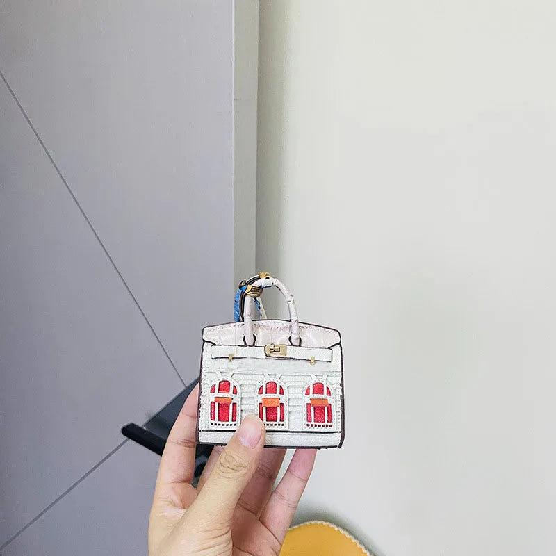 Tiny House Leather Mini Bag Charm Keyring Purse Keychain Pendant