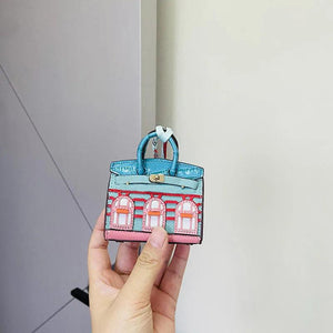 Tiny House Leather Mini Bag Charm Keyring Purse Keychain Pendant