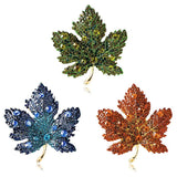 Maple Leaf Rhinestone Brooch Winter Wedding Pin