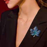 Maple Leaf Rhinestone Brooch Winter Wedding Pin
