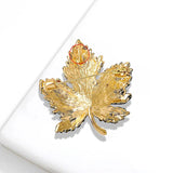 Maple Leaf Rhinestone Brooch Winter Wedding Pin