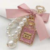 Crystal Bottle Keychain Bow Tie Bag Pendant Jewelry