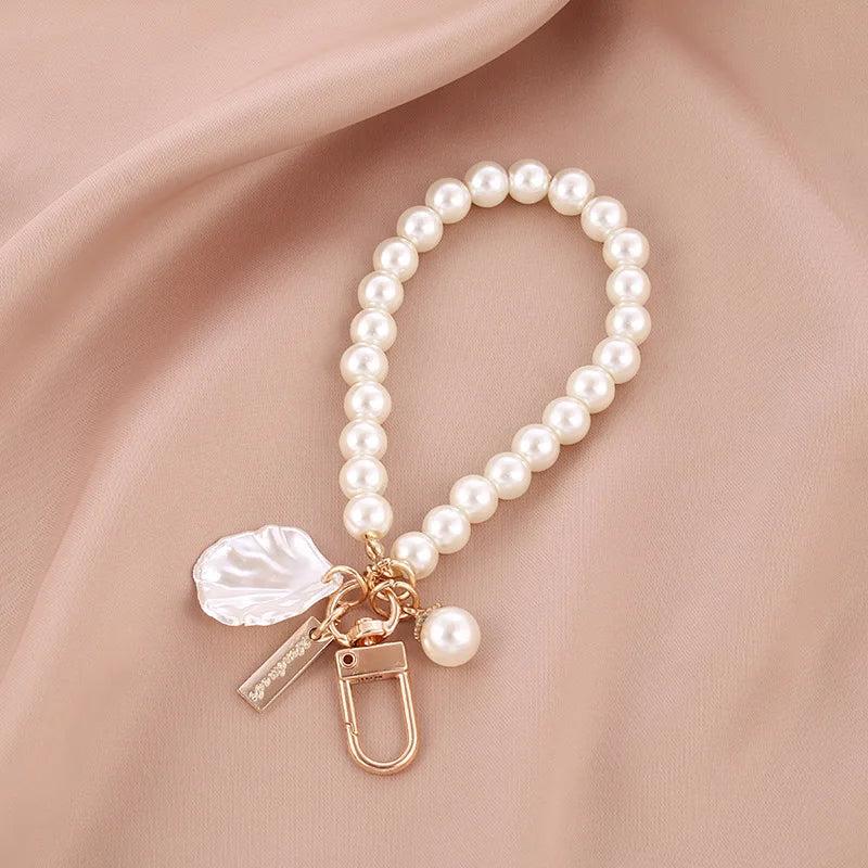 Pearl String Bag Pendant Decoration DIY Keychain Ring Hook