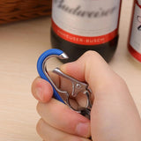 Stainless Steel Keychain Hook Bottle Opener Carabiner Double Ring Car Fishing