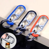 Stainless Steel Keychain Hook Bottle Opener Carabiner Double Ring Car Fishing