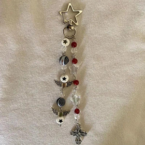 Rock Star's Girlfriend Keychain Cross Charm Gift
