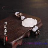 Jade Lotus Keychain Chalcedony Agate Key Holder