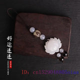 Jade Lotus Keychain Chalcedony Agate Key Holder
