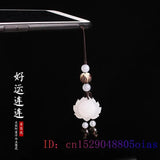 Jade Lotus Keychain Chalcedony Agate Key Holder