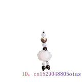 Jade Lotus Keychain Chalcedony Agate Key Holder