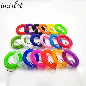 Imixlot 10pcs Spiral Wrist Coil Key Chain Unisex Stretch Wristband