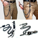 Skull Waist Chain for Men Hip-hop Metal 2 Lines Punk Jean Accessory