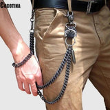 Skull Waist Chain for Men Hip-hop Metal 2 Lines Punk Jean Accessory
