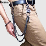 Skull Waist Chain for Men Hip-hop Metal 2 Lines Punk Jean Accessory