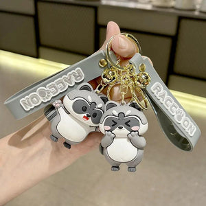 Cute Raccoon Silicone Doll Key Chain