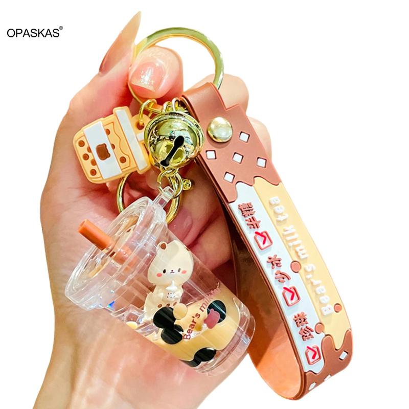 Cartoon Drink Bottle Keychain Bubble Tea Keyring Lollipop Mug Cup Cola Key Charm