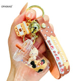 Cartoon Drink Bottle Keychain Bubble Tea Keyring Lollipop Mug Cup Cola Key Charm